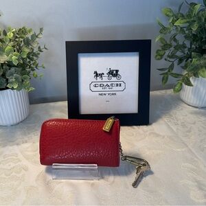 Coach Sonoma Zip Around Cherry Red Pebbled Leather Wallet